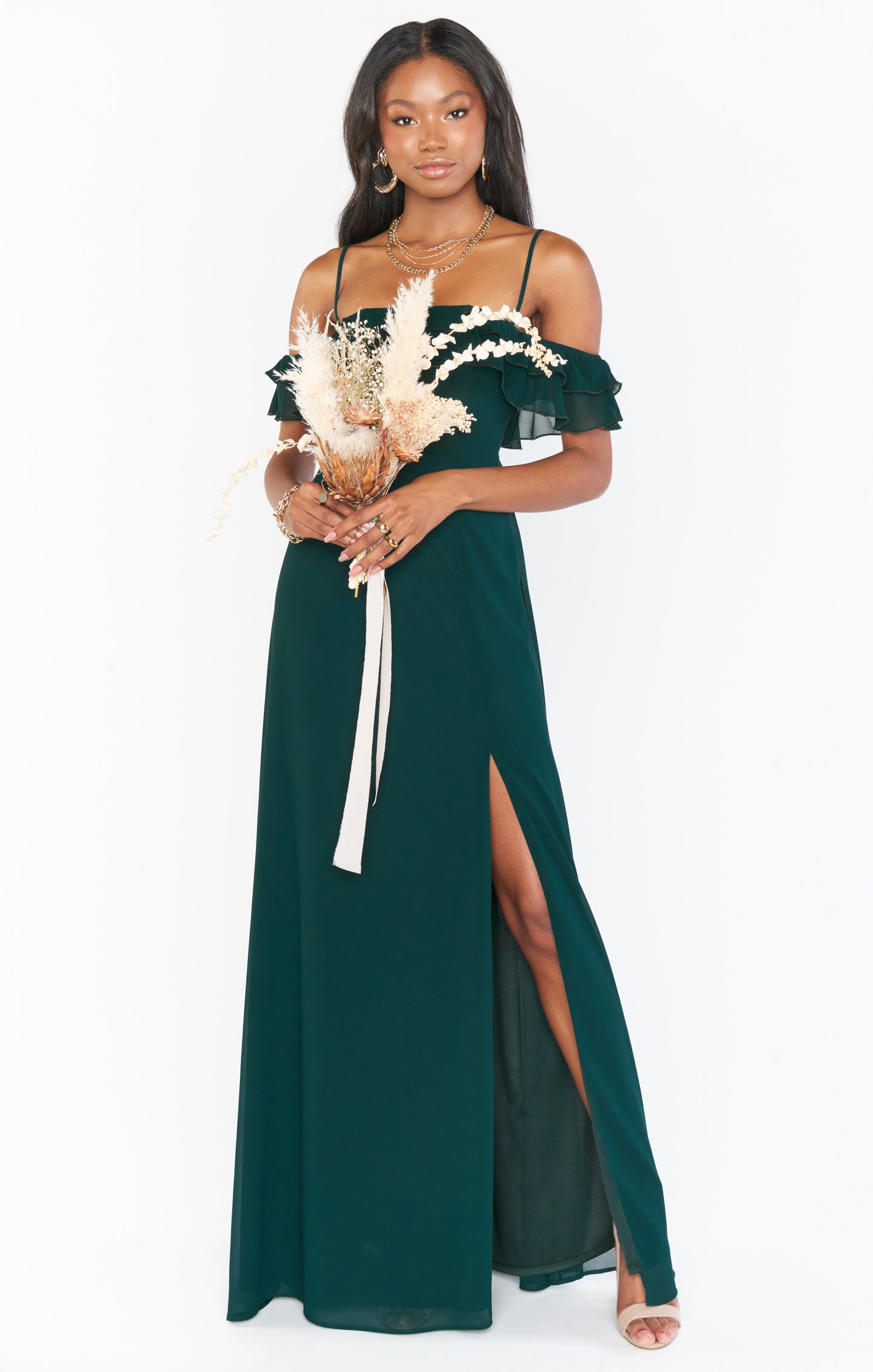 Emma Ruffle Maxi Dress ~ Emerald ...